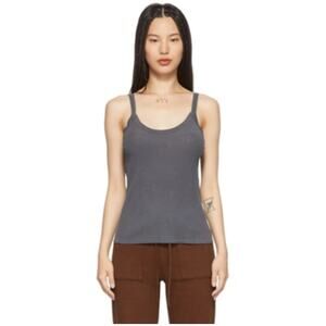 LACAUSA Size X-Small Maya Slate Gray Ribbed Tank $40 msrp Cotton Knit Top H8-1
